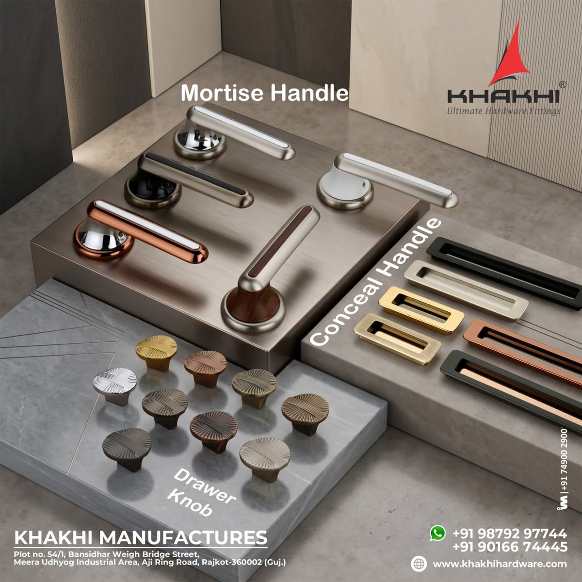ibais_hardware's tweet photo. KHAKHI MANUFACTURES | Rajkot π’
ARCHITECTURAL HARDWARE
Mr. Atul Vachhani - +91 90166 74445
WhatsApp: https://t.co/pB3peybOq7
.
#MortiseHandle #ConcealHandle #DrawerKnob #FurnitureHardware #ArchitecturalHardware #RajkotHardware https://t.co/YxjUCR14HF
