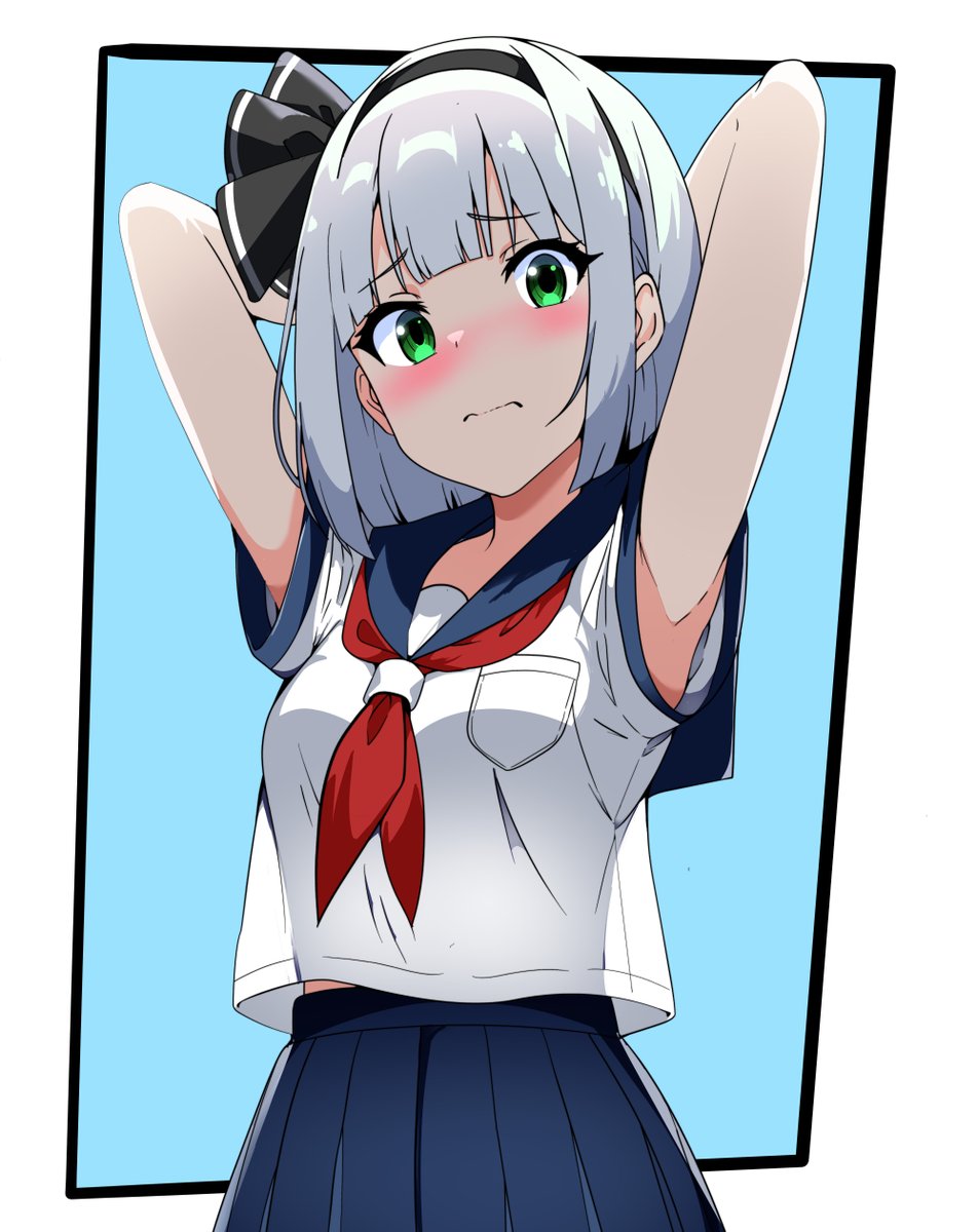 New_kamiyan's tweet photo. 魂魄妖夢のセーラー服の脇見せ
ちょっと逆光よりかな？ https://t.co/6QH3Sq3dtU