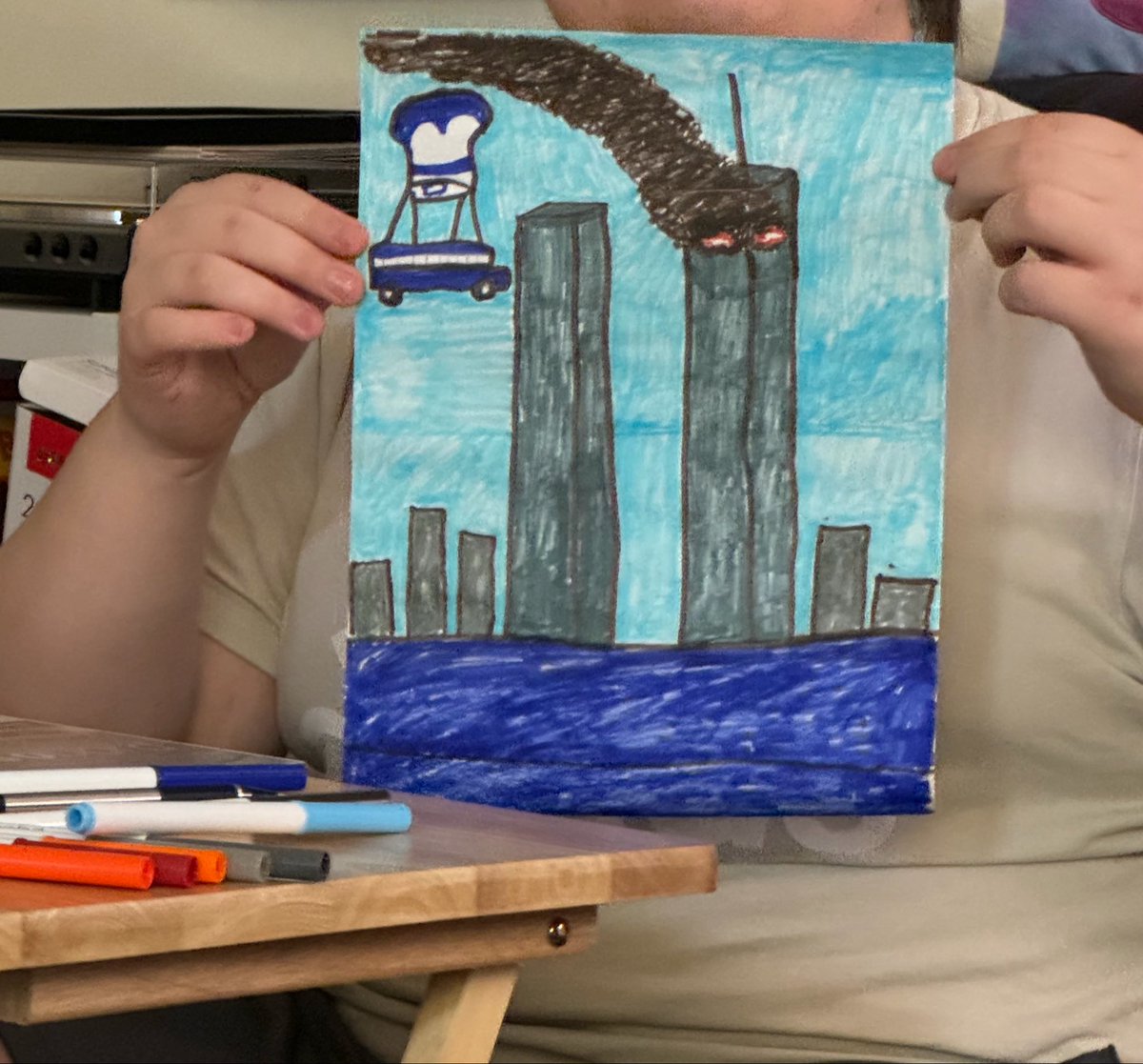 haphazardlyyyyy's tweet photo. anyway, here is my cousin’s drawing of the fortnite battle bus as the 2nd plane https://t.co/pfyBiig9Ic