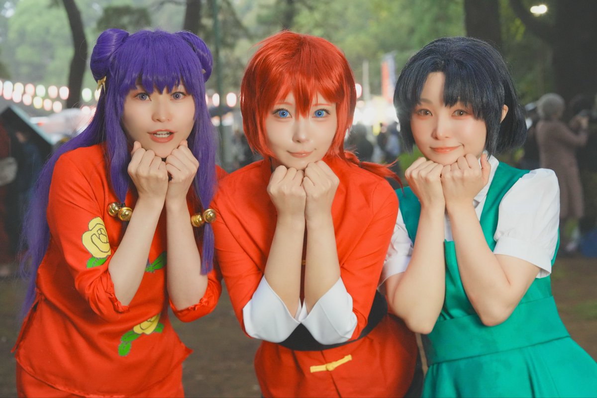mukaueo's tweet photo. ※Cosplay／らんま1/2

らんま：ちょこ
あかね：向
シャンプー：ちぃ

📸：える @erueru577 
雨の中たくさん撮影していただき、ありがとうございました🙏🏻ˎˊ˗ https://t.co/i1wsXoE27R