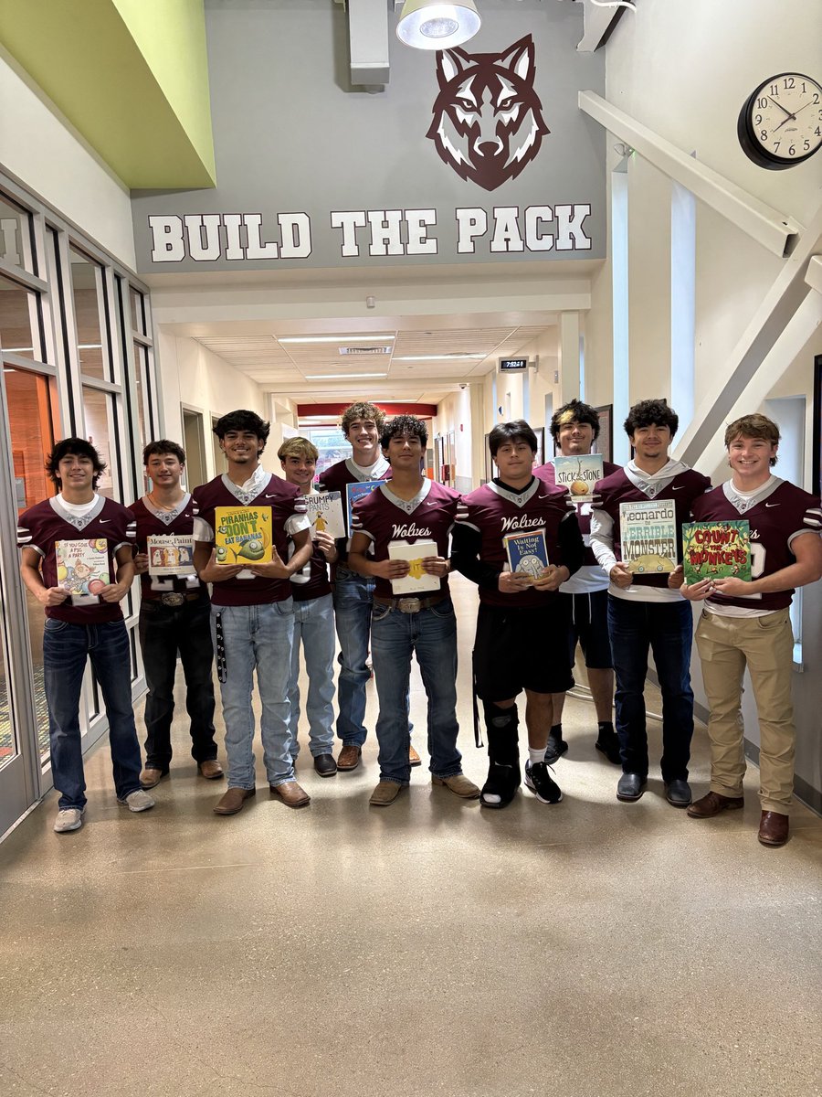 TristanRTorrez's tweet photo. Game Day vs Boerne. 

 We opened doors and read to students at Garden Ridge Elementary this morning. Got to read to my little sister’s class too. @DHSWolvesFB https://t.co/VO7pweI8JK