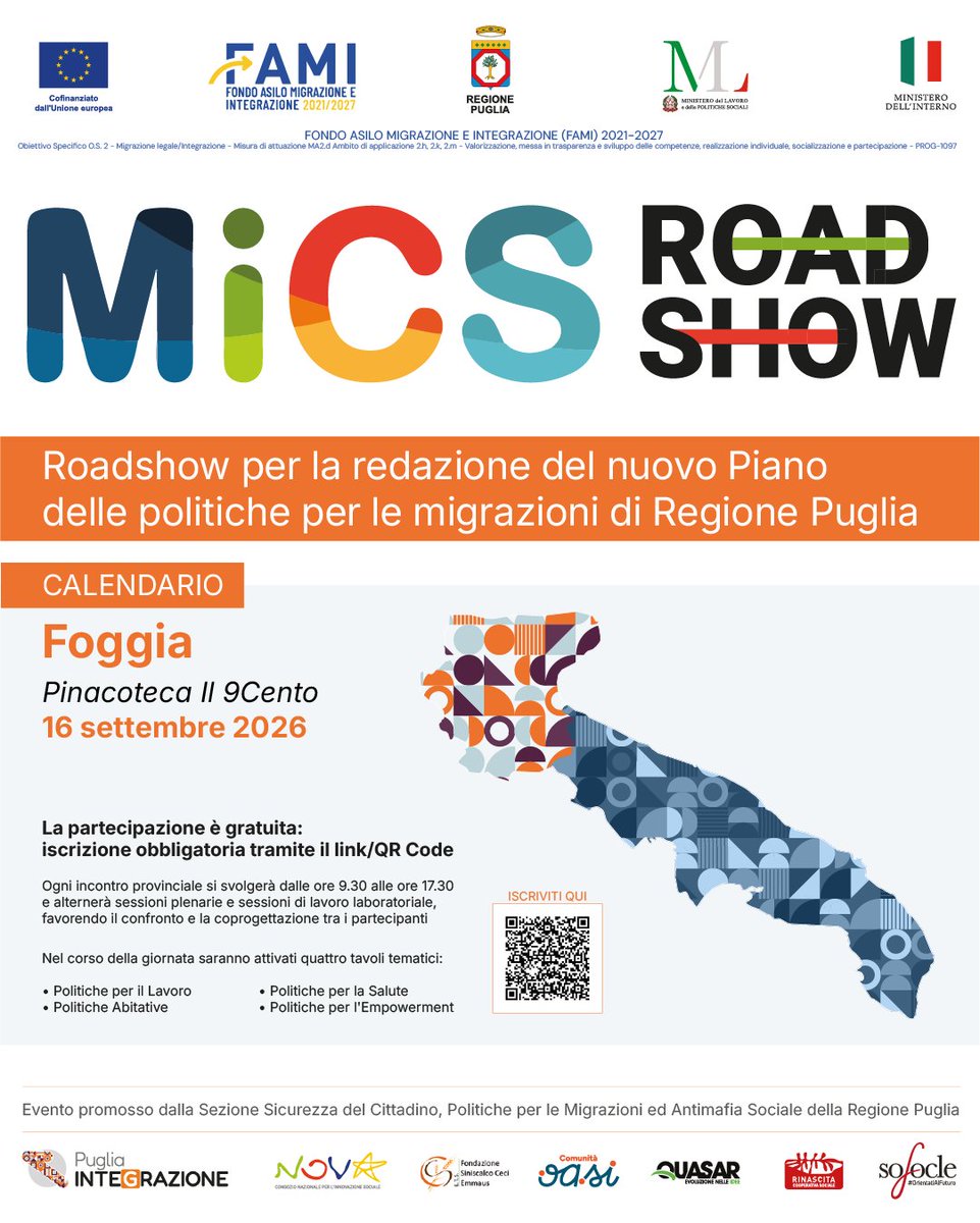 RegionePuglia's tweet photo. ...le priorità strategiche, le azioni e gli strumenti operativi delle nuove politiche migratorie della Regione Puglia per la scrittura di un Piano triennale ” ha detto l'Assessora alla Cultura e Conoscenza della Regione Puglia Silvia Miglietta.
#MICS https://t.co/yMoeSnFfjC