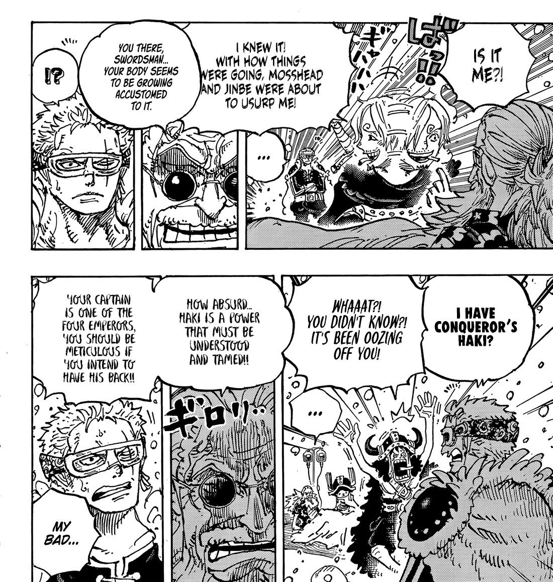 Never_CapAgain's tweet photo. Gaban said Zoro’s body is at ease with Conquerors.

Zoro can use KOH at will, we saw it vs King, Imu and Sommers.

The main thing he’s working on now is to use ACoC without KOH(which wastes a lot of Haki)

The angle Oda took makes Zoro retarded but it’ll pay off lol
#ONEPIECE1193 https://t.co/6ly7GAW9Jw