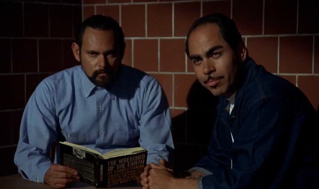 BooksInFilms1's tweet photo. The Wretched of the Earth by Frantz Fanon. Blood In Blood Out (Taylor Hackford, 1993) #BooksInFilms #BooksInMovies #BooksOnScreen #FrantzFanon #TaylorHackford #EnriqueCastillo #JimmySantiagoBaca. Thanks https://t.co/zTrPptLeLS. Explore more real books in films in Instagram https://t.co/mvupXnPxWh - Tumblr https://t.co/1xCb3XZD3G
