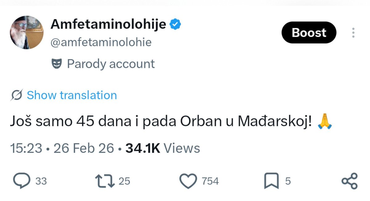 amfetaminolohie's tweet photo. Pa da počnemo. 

Još samo 45 dana i pada Vučić u Srbiji. 🙏 https://t.co/dvdrj3pc16