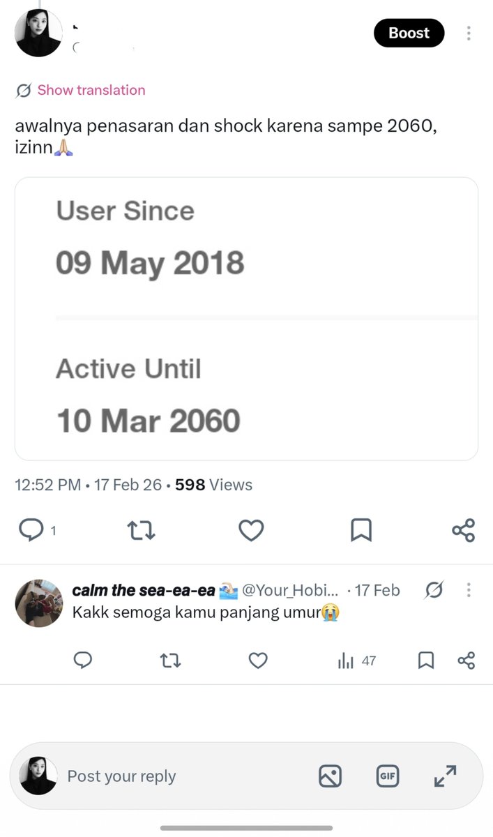 faitthly's tweet photo. hi @triindonesia @3CareIndonesia ga ngerti deh, selain mahalin paket kuota, sekarang korupsi masa aktif juga kah? kok jadi berubah masa aktif SIM nya? terakhir cek di feb 2026 karena kebetulan waktu itu ngetweet, cuman gaada foto lengkapnya, kayanya kehapus. https://t.co/ppS5CAftuf