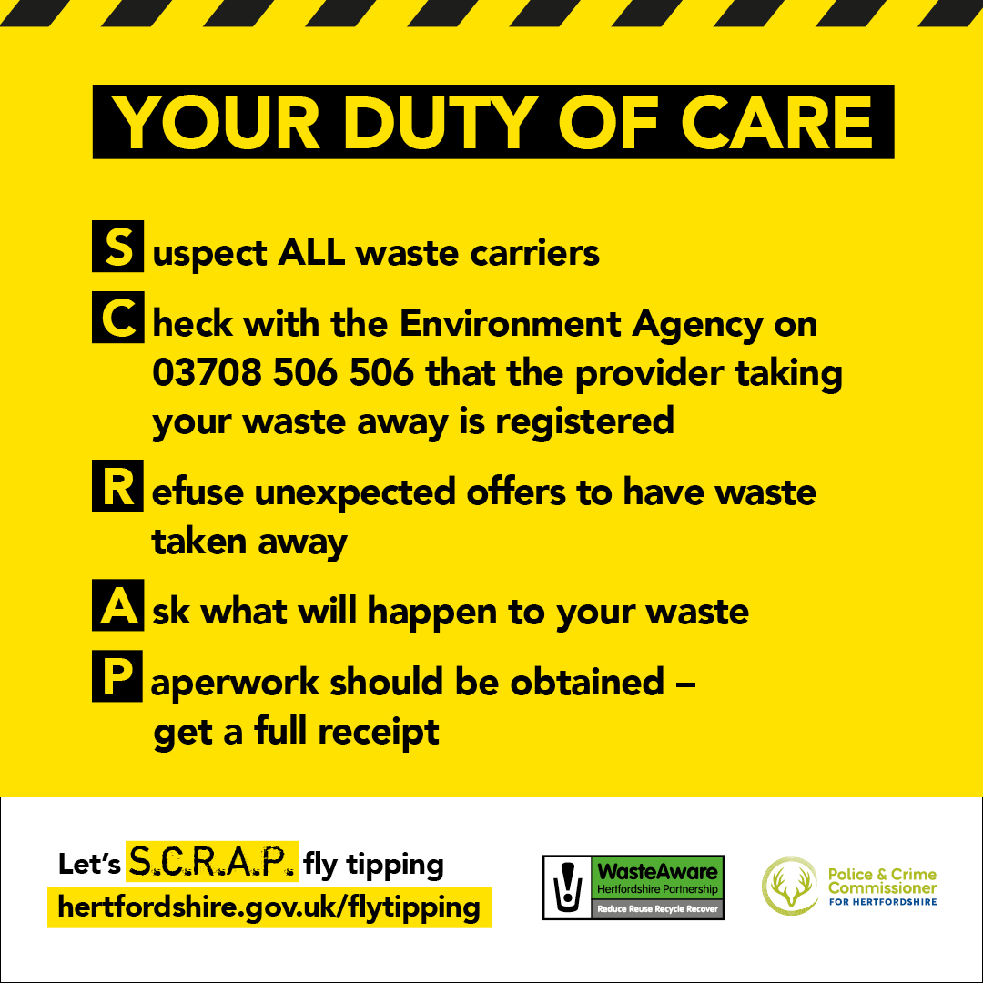 WelHatCouncil's tweet photo. Who’s taking your waste away? Using a ‘man with a van’ could end up costing more than you bargained for with a fine for the crime regardless of who dumped it.
Make those checks and help #SCRAPflytipping
👉More info on how to dispose of your waste: https://t.co/lThYQDk1aa https://t.co/EJLOZkd3Kn