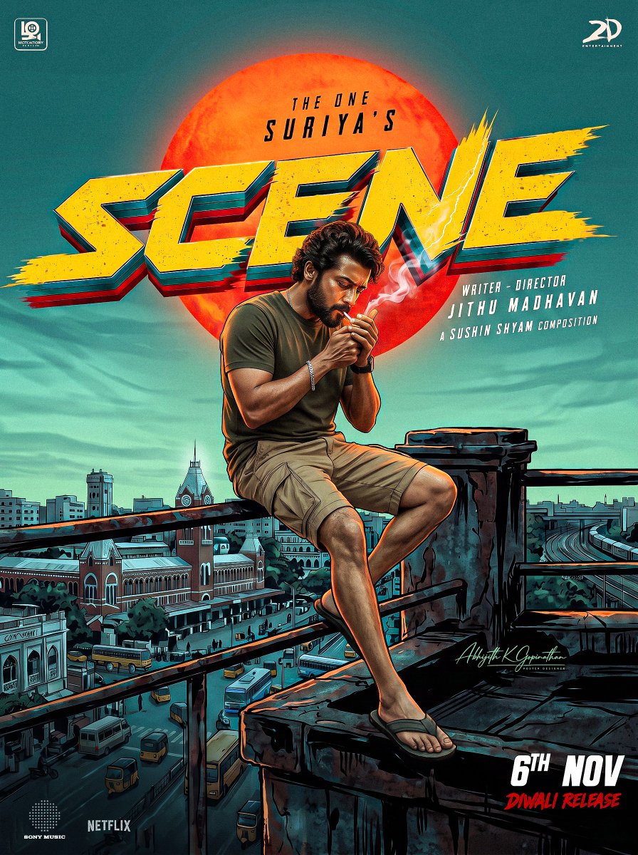 Abhijithksachin's tweet photo. A rooftop view of pure chill before the Diwali storm hits! 🌆🔥 @Suriya_offl anna in & as SCENE — World theatrical release on 6th NOV for Diwali! 🎆💥
#Scene #Suriya47 #SceneMovie #Suriya #TheOne #JithuMadhavan #SushinShyam
@KSF_Offl @SuriyaFansClub @TrendsSuriyaKL @Trendz_Suriya https://t.co/l2zUsrclwU