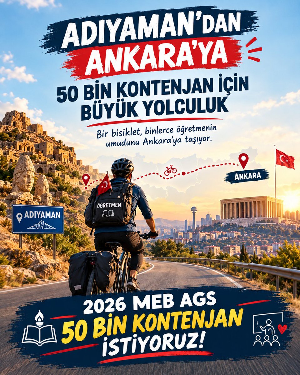 Ceylanayb's tweet photo. Sesimizi Ankara'ya taşıyor, 2026 AGS'de 50 bin kontenjan istiyoruz! @RTErdogan @Yusuf__Tekin @oktay_saral @memetsimsek @PrfDrFilizKilic @tgrthabertv @showanahaber @startv @KanalD @nowhaber @bbcturkce @szctelevizyonu @bpthaber @pusholder #Bisikletle50Bin https://t.co/blRzZcqmMU