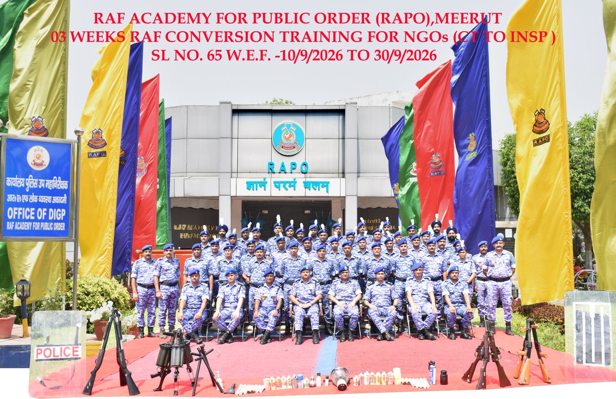 MeerutRapo's tweet photo. 03-week Conversion Course for newly inducted RAF personnel was formally inaugurated at RAPO, Meerut. The ceremony was chaired by Shri Arun Kumar Bharati, DIGP-cum-Principal, RAPO, in the presence of faculty officers.

#CRPF #RAF #RAPO https://t.co/BZjfCGwi4y