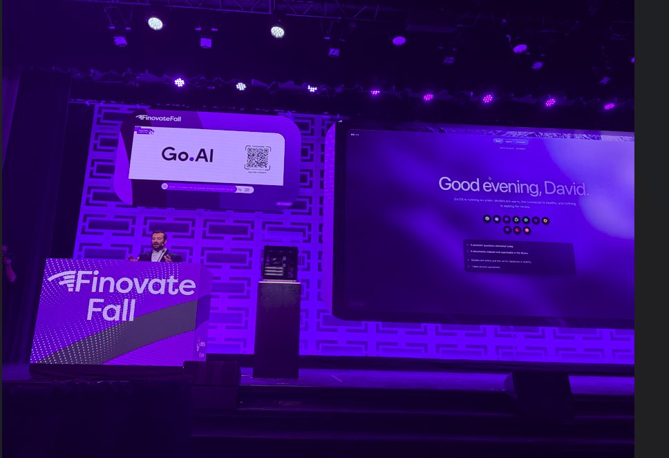 Hello_GoAI's tweet photo. Last week our team was back on stage at #FinovateFall in New York for another live #OnPremAI demo. 

Thanks to everyone who stopped by. https://t.co/SVYL8c4lk2