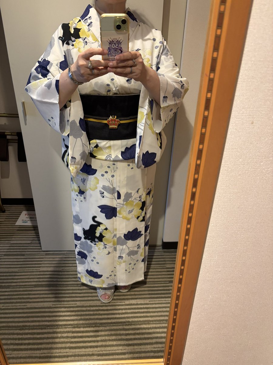 mattiycat's tweet photo. ちなみに今年の夏イベの着物。Ｔシャツ帯以外は去年と一緒😅
帯留は今回作ったやつです❤️ https://t.co/ZLa2dGdk6f