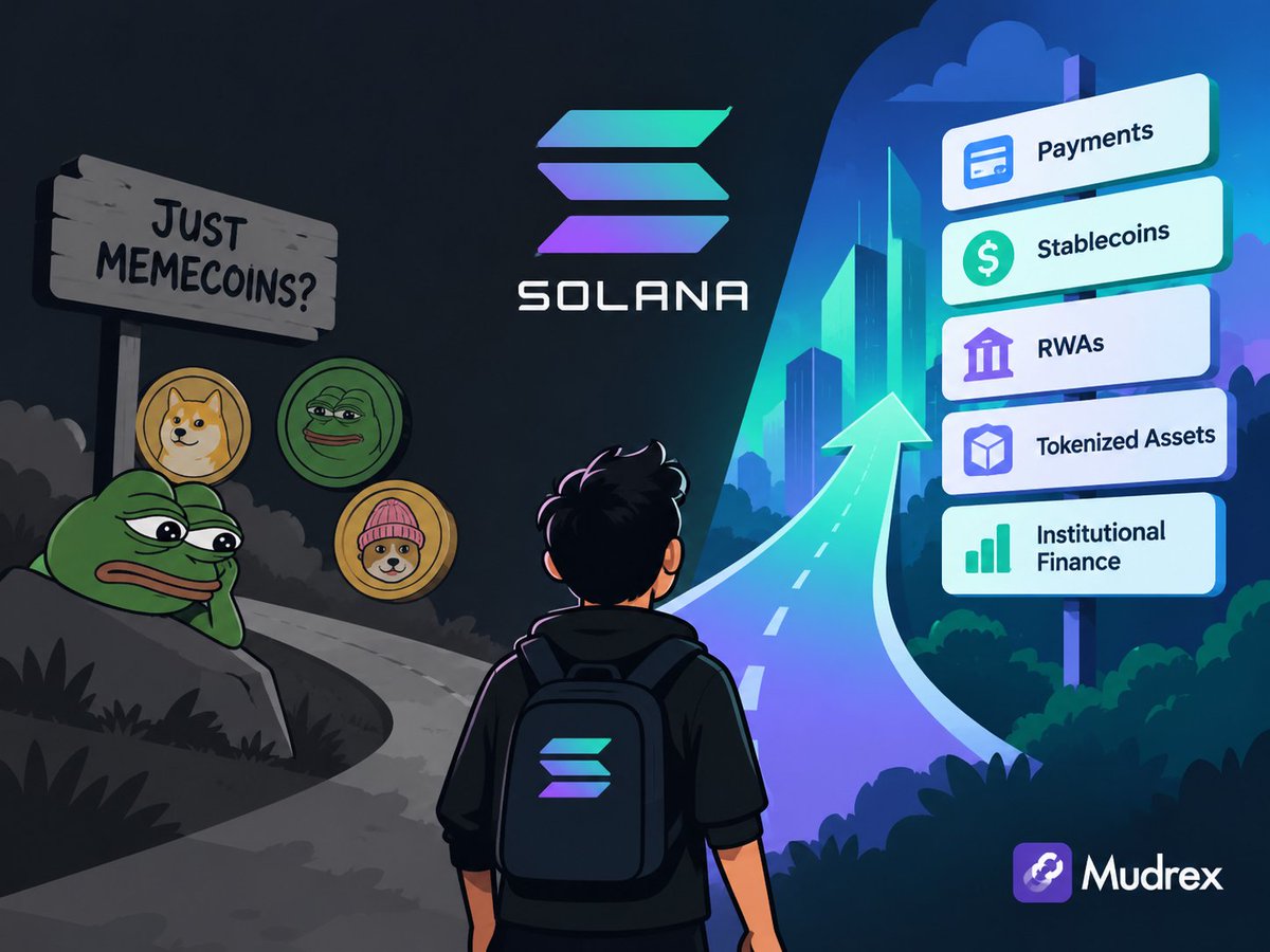 ram28714's tweet photo. The biggest mistake people make about Solana?

They’re still looking at yesterday’s Solana.

Memecoins got attention.

Payments, stablecoins, RWAs and institutional finance could define what comes next.

@officialmudrex https://t.co/qmbsLIgLBP