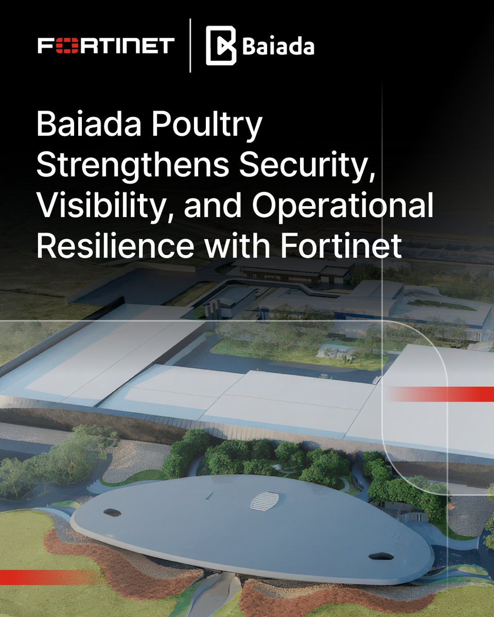 Fortinet's tweet photo. In manufacturing, every minute matters. ⏱️

Baiada Poultry set out to improve visibility across a fast-moving manufacturing environment while reducing bottlenecks, isolating critical systems, and strengthening operational resilience.

The result with #Fortinet and IPGlass? 💭
✔️ Better segmentation
✔️ Greater visibility
✔️ Stronger performance
✔️ Faster response

🔗 Explore their story: https://t.co/sI647TYMEn