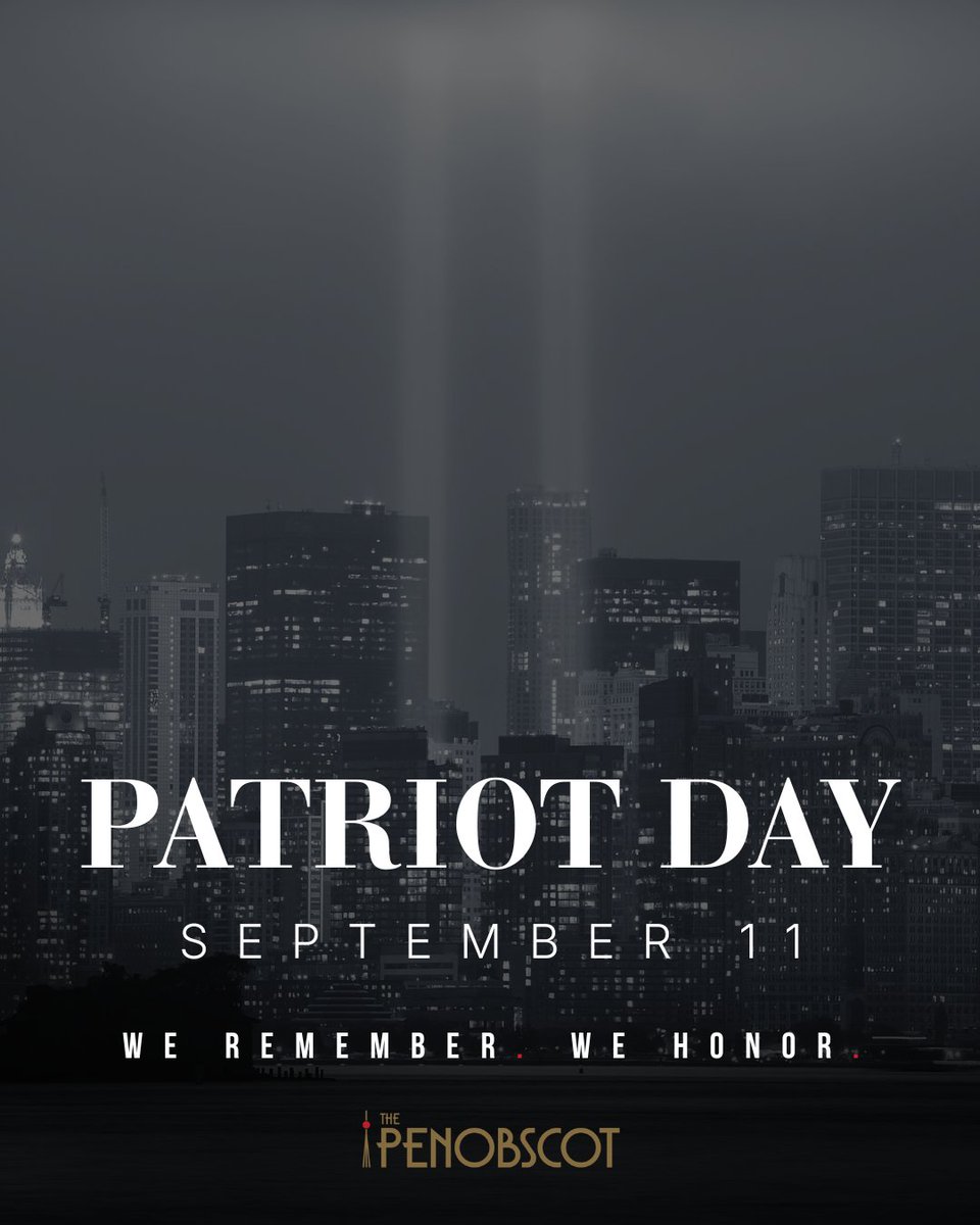 PenobscotDet's tweet photo. Today, we remember the lives lost on September 11, 2001, and honor the first responders, families and communities forever impacted by that day.

We remember. We honor. 🇺🇸

#PatriotDay #September11 #NeverForget https://t.co/bekN6mdrzw