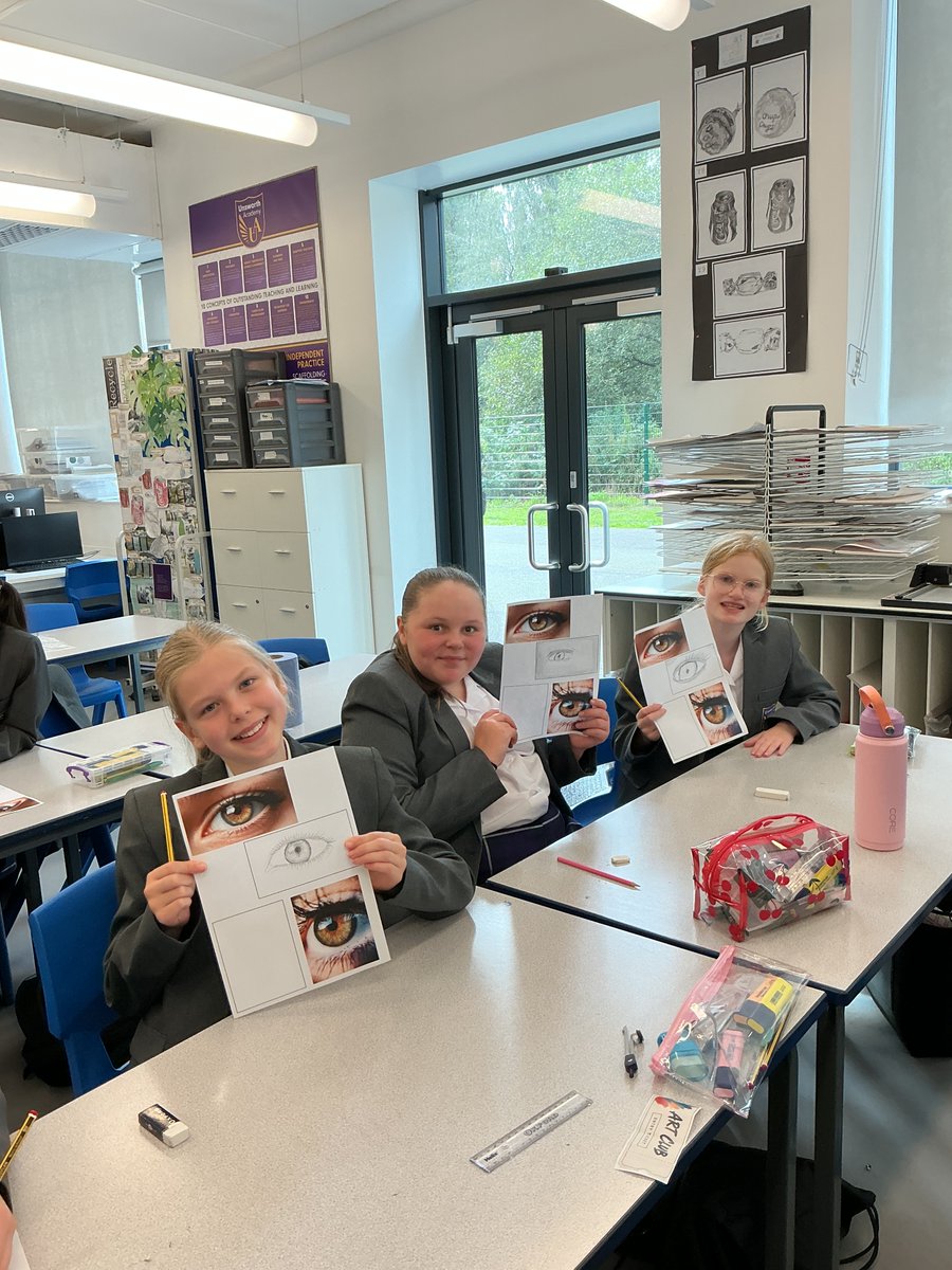 UnsworthAcademy's tweet photo. Eyes on the details - our Art Club students had a fantastic time practicing how to draw realistic eyes! Their excitement and creativity really shined through; what amazing work! #ArtClub #Creative #TeamUnsworth https://t.co/mfrHIZ1C9R