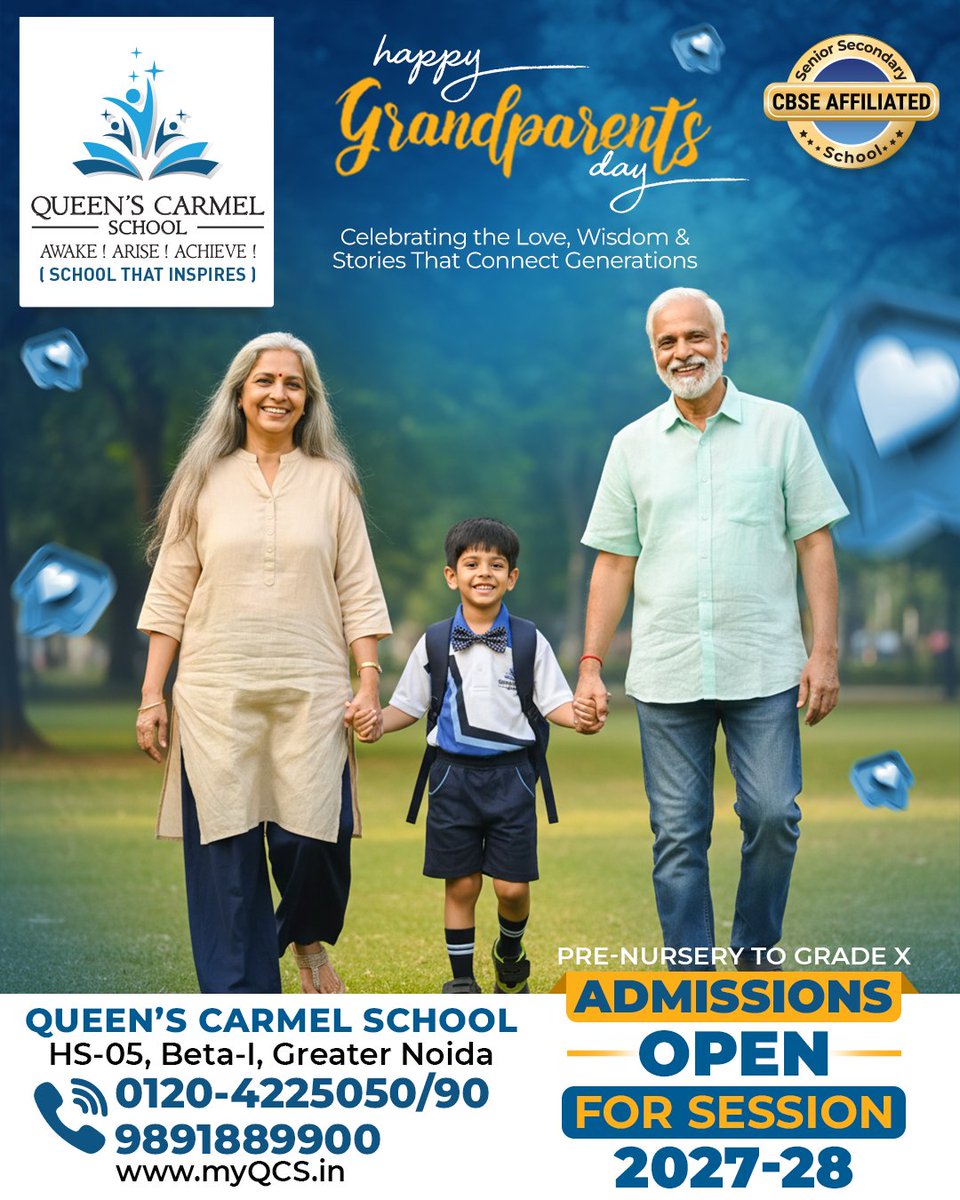 QCSSchool's tweet photo. Grandparents are a beautiful bridge between generations, filling childhood with stories, wisdom, affection, and unforgettable memories. Wishing all grandparents a wonderful Grandparents' Day filled with love and happiness. ❤️
#GrandparentsDay #FamilyLove #GenerationalBond #QCS https://t.co/IEVLPjuCEt