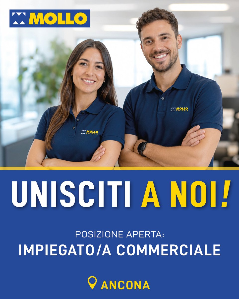 MolloNoleggio's tweet photo. UNISCITI ANCHE TU AL #BLUETEAM®! CERCHIAMO UN IMPIEGATO/A COMMERCIALE PER LA NOSTRA FILIALE DI ANCONA.
👉0173.445696
👉https://t.co/i6AXXBoe0x
GRUPPO MOLLO: INSIEME E’ TUTTA UN’ALTRA COSA!
#mollonoleggio #mollo #noleggio #gruppomollo #ricercaeselezione #lavoraconnoi #molloacademy https://t.co/xqGmrbWsEY
