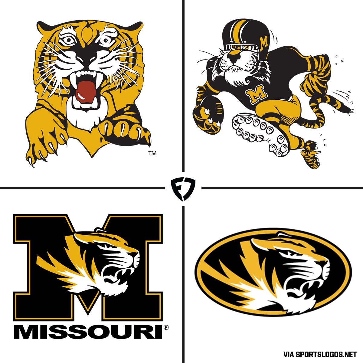 FanDuel's tweet photo. Mizzou's logo history is just BEAUTIFUL 💛

#MIZ https://t.co/T6bgTO3xY1