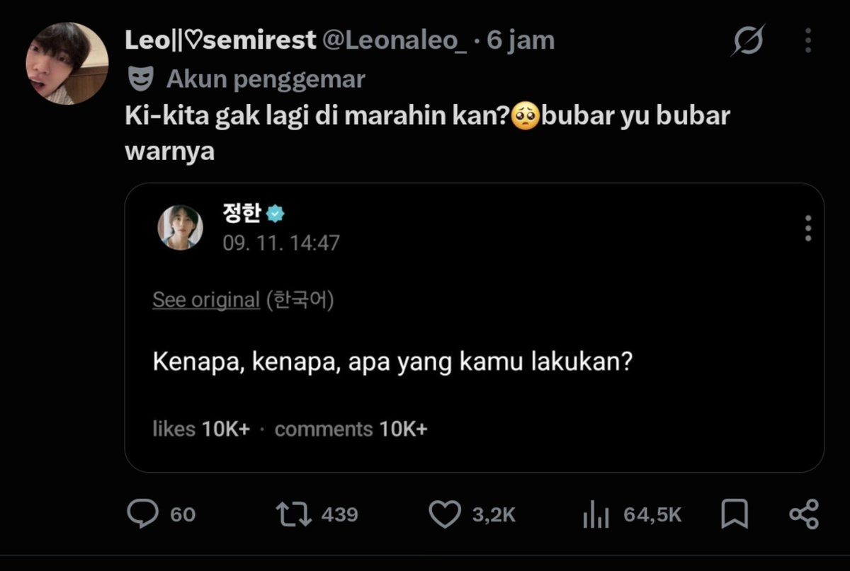 RdayCell7's tweet photo. @lolipodamy15 @vinimin_2813 Plis gua gak mau anjer di samain sma lu bjirr 😭😭😭😭 kepedean anjer udah ah gue udah di tegor sesama carat + jeonghan buat berhenti ladenin kalian https://t.co/f0H4aPL0SK