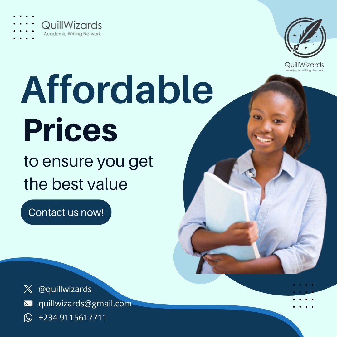 QuillWizards_'s tweet photo. At QuillWizards, our works are certified AI-free. QuillWizards writers apply themselves to come up with original research and ideas for your papers, and does so in record time.
DM us today! https://t.co/rFWgmZHmGO