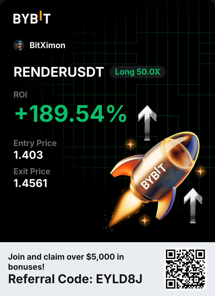 drximonlu's tweet photo. Sign up for $500 in Futures Trading rewards and enjoy zero-fee trading! 
with my
✅ inviteCode=EYLD8J
✅ Qr Code 

$RENDER #RENDERusdt https://t.co/tXckIlN07x