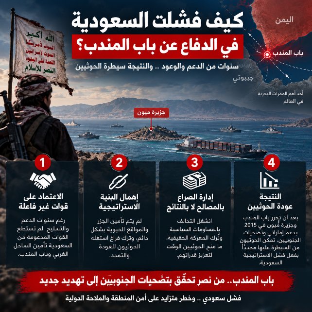 ebnsena396295's tweet photo. عندما تفاوض الحوثي وتبحث عن ضماناته، وفي الوقت نفسه ��خسر الإمارات والقوات الجنوبية التي قاتلت إلى جانبك، فمن الطبيعي أن يتغير ميزان القوة لمصلحة خصمك.
#السعوديه_تسلم_باب_المندب_للحوثي #اليمن #السعوديه https://t.co/a0yQQ7W1Fd
