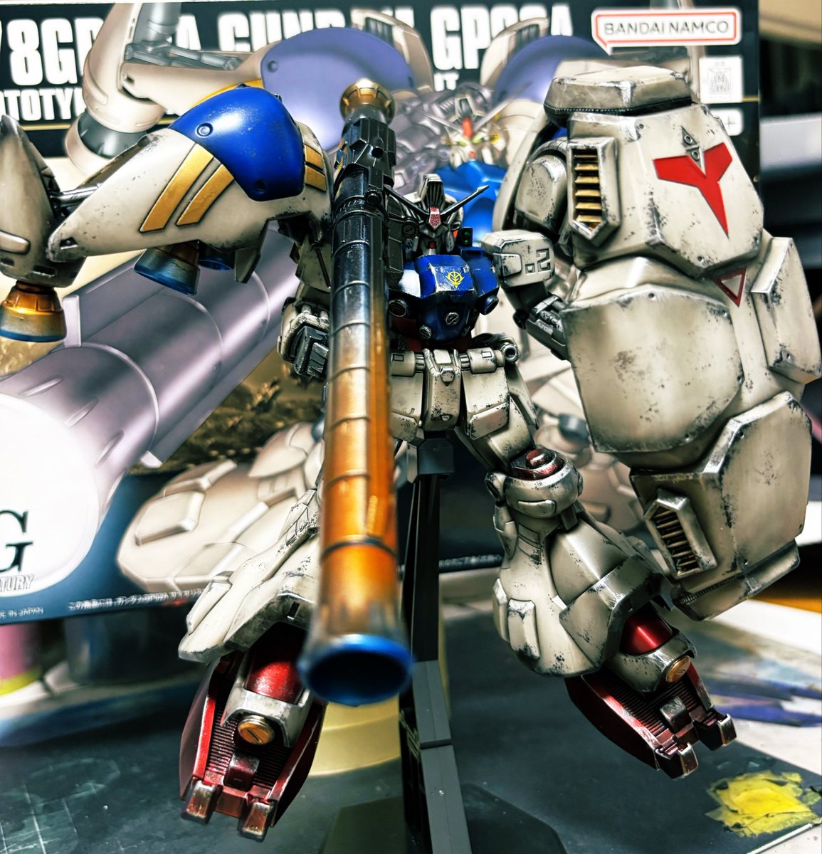 BassistKaz's tweet photo. ＨＧ　GP02Aサイサリス完成！
#ガンプラ
#ＨＧ
#ウェザリング https://t.co/sUQn2R27RA