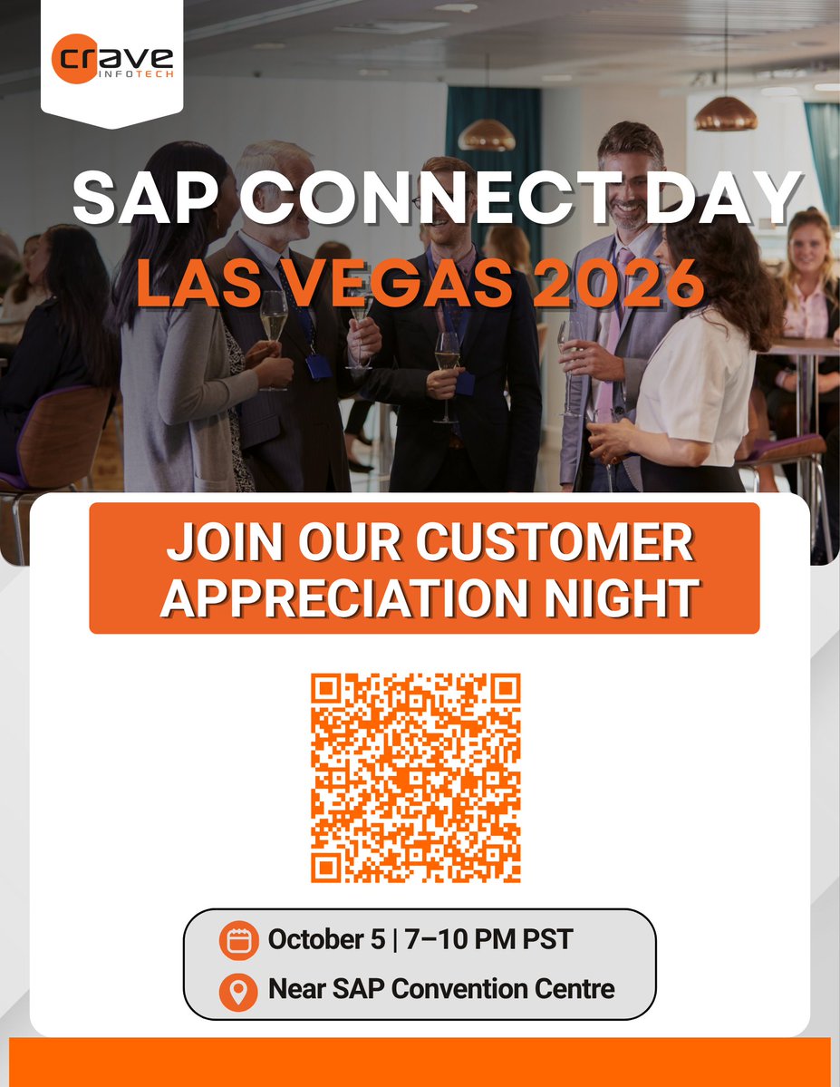 CraveInfotech's tweet photo. Las Vegas, let’s talk Autonomous Enterprise.

Meet Crave at Booth #6218 for AI, Joule, AI agents, data, integration &amp; modernization.

📅 October 5–7 | Las Vegas

#SAPConnect #SAP #AutonomousEnterprise #SAPBusinessAI https://t.co/4dzZ8xSFNY