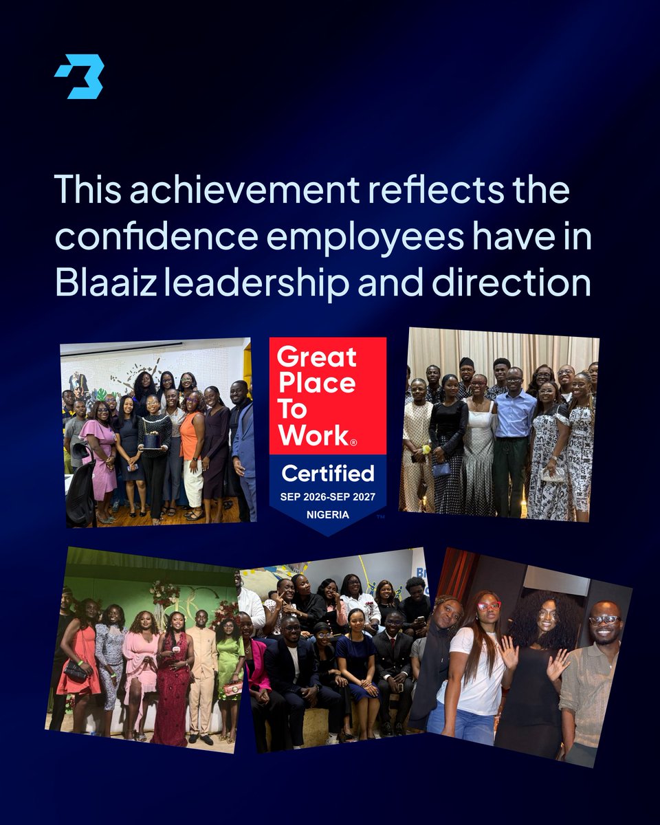 myBlaaiz's tweet photo. We’ve got news! We’re officially certified as a Great Place To Work!
This badge signifies the work the management and teams have put into the workplace. 

It’s not just flattery but an official acknowledgement that proves that the work culture at Blaaiz is great!

Congratulations to the team on this well deserved achievement💙💙
 
Read more on our award here 👇🏾
https://t.co/G9fOwmROd2