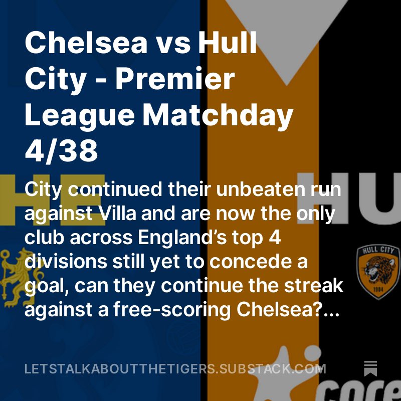 letstalktigers's tweet photo. 🚨‼️

Need something to get you through the last few hours of work before the weekend? 🥱⏰

Check out my match preview for tomorrow’s huge game vs Chelsea via the link below 🔗⬇️

https://t.co/Az9wmMBtZI

#hcafc #utt #cfc #premierleague https://t.co/ysCTes7NZi