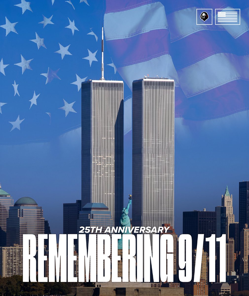 RegimentGG's tweet photo. Twenty-five years ago this morning, 2,977 lives were taken.

We remember them, we remember the first responders who ran toward the towers, and we remember everyone still carrying the cost of that day.

Never forget. 🇺🇸 https://t.co/hnyc71nHdq