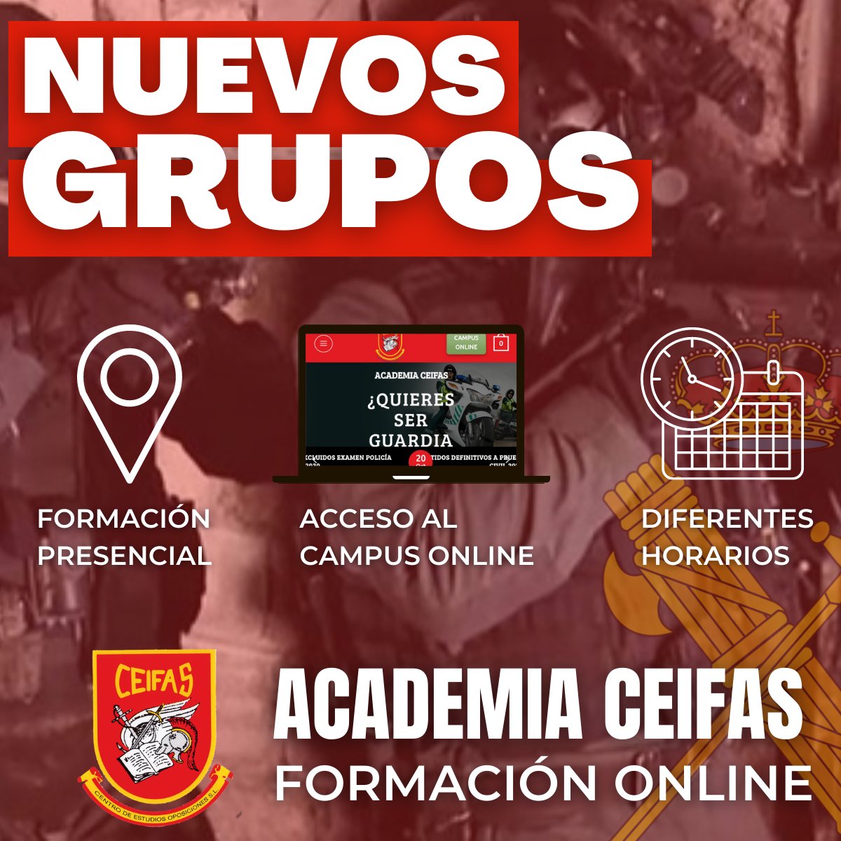 AcademiaCeifas's tweet photo. 💚Ponemos a tu disposición todas las facilidades para que puedas compaginar tu estudio con el resto de compromisos del día a día.😊
➡️Presencial vs online
➡️flexibilidad en horarios
➡️Temario descargable o impreso
#oposiciones #opogc #guardiacivil https://t.co/o1bw8GEXKd