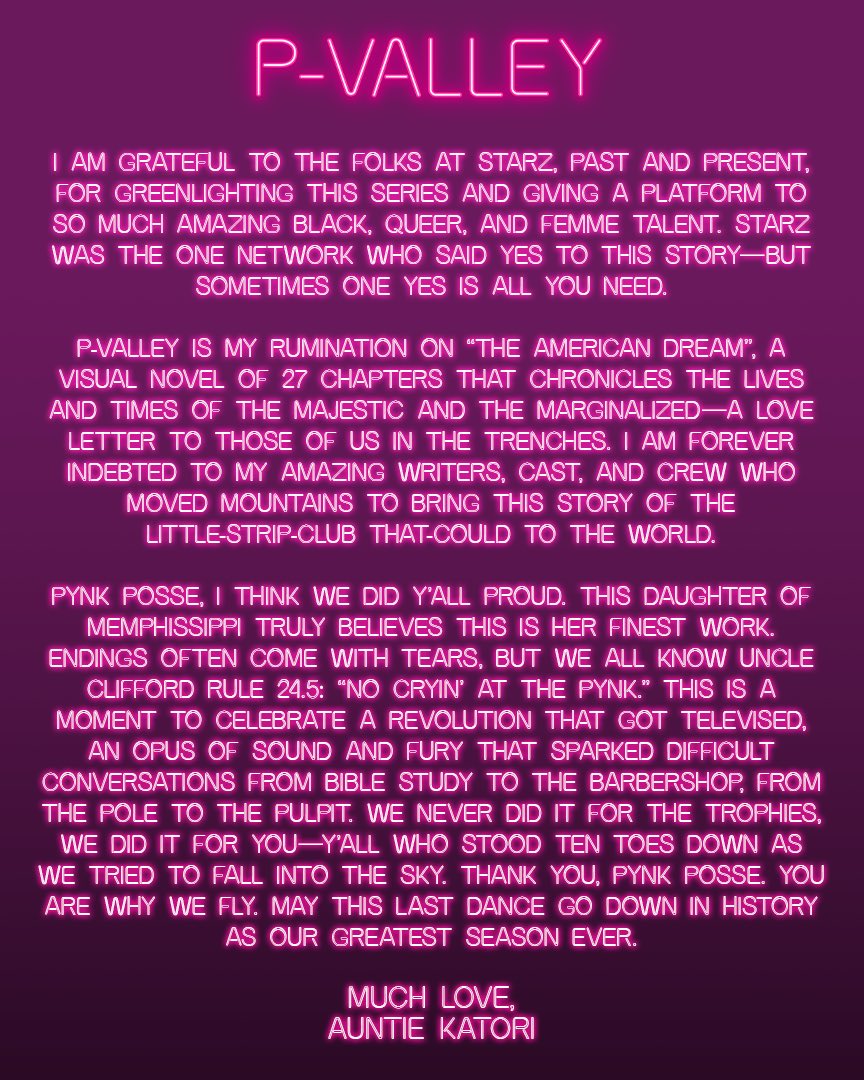 KatoriHall's tweet photo. Uncle Clifford Rule #24.5 “No cryin’ at the Pynk.” #PVALLEY @PValleySTARZ 

“There comes a moment when every stripper must hang up her heels. Seventeen years into this dance, that time has come.” https://t.co/A9sGshCjPs