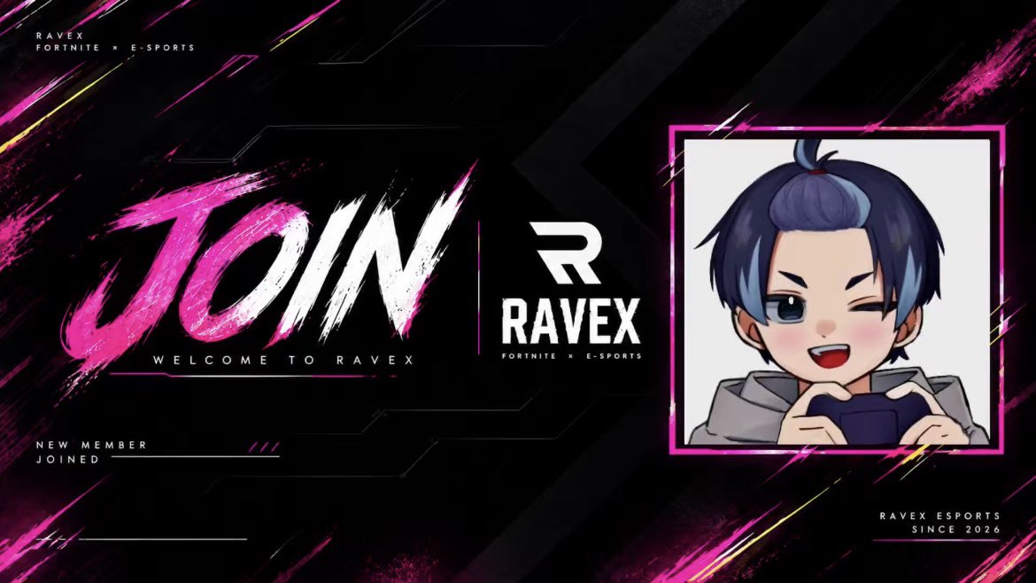 RAVEXESPORTS_'s tweet photo. 【RAVEX｜新メンバー】📢

RAVEX / 競技部門
きんく（@Mikaminndesu ）

これからのご活躍に期待🔥
#RAVEX #RAVEXWin #フォートナイト https://t.co/4rw4VNlRca