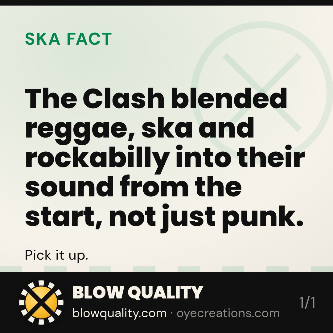 blowqualityband's tweet photo. The Clash proved from day one that punk and reggae weren't enemies, they were neighbors. That's the sound that changed everything.

#ska #secondwaveska #twotone #punkrock #hornsection https://t.co/qxXNvSq2kU