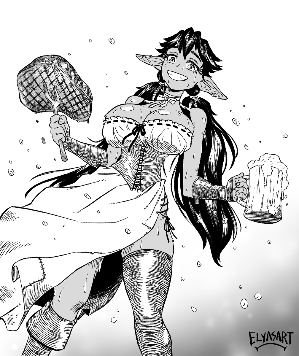 elyasart's tweet photo. Can't believe my first art post on this account is going to be a tavern wood elf but here we are I guess https://t.co/Xgb9BTOVDF