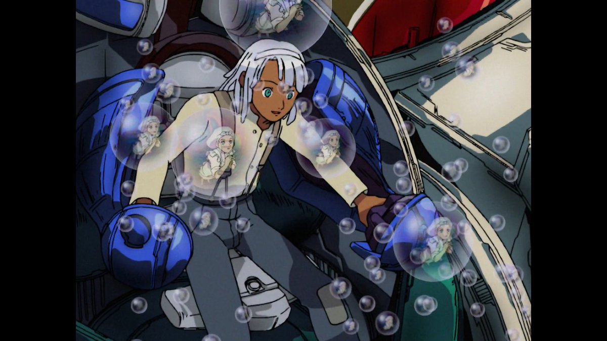 4milleforever's tweet photo. Probably THE most reposted moment in all of Turn A, but it's for good reason. 
Time and again the show highlights moments where mobile suits are used for non-military purposes, for the general benefit of people. 
Maybe they're not inherently evil after all? https://t.co/XqWkVsohVO