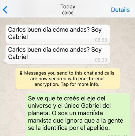 MaslaClassics's tweet photo. Gabriel me escribe. Se presenta y dice. Soy Gabriel. Y pretende que yo sepa quién es Gabriel, así a secas. Es terrorífico el daño que el macriísmo ha causado en la cultura nacional. https://t.co/E7EwMQARo9