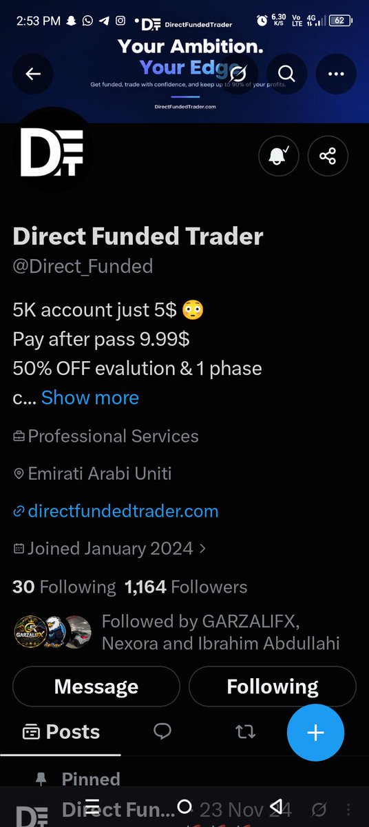 SalimNafiu's tweet photo. @IBRAHIM7275181 @Direct_Funded @NexoraTrades Allah ya qara basira gaskiya naji dadin yanda kake damuwa akan upcoming traders iri na ganin cewa sun zama wani Abu Nangaba burina shine naga namallaki prop firm account amma haryanzu Allah baibani damaba Allah yasa wannan shine daman da zaisa Nima namallaki wannan account din 🙏 https://t.co/shnEfmL5hs