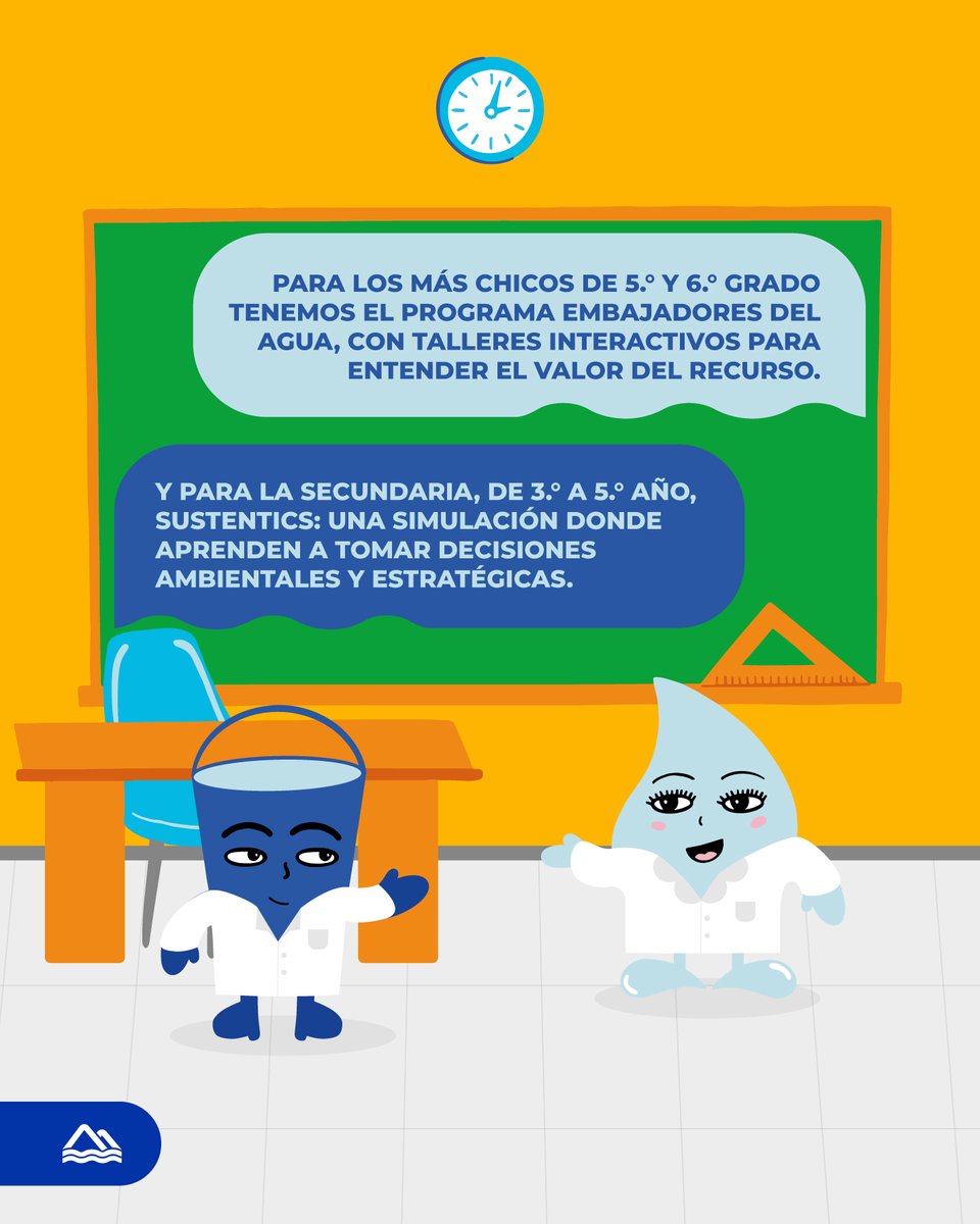 Clarita: Para los más chicos de quinto y sexto grado tenemos el programa Embajadores del Agua, con talleres interactivos para entender el valor del recurso.
Don Baldés: Y para la secundaria, de tercero a quinto año, Sustentics: una simulación donde aprenden a tomar decisiones ambientales y estratégicas.