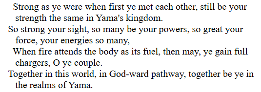 sarvamedha's tweet photo. Till death do us part? Nope. The couple are together even in Yamaloka, with same youth and vigor they possessed when they first crossed their paths. 

Atharva Veda (Śaunaka) 12.3. https://t.co/6UXeiaz00m
