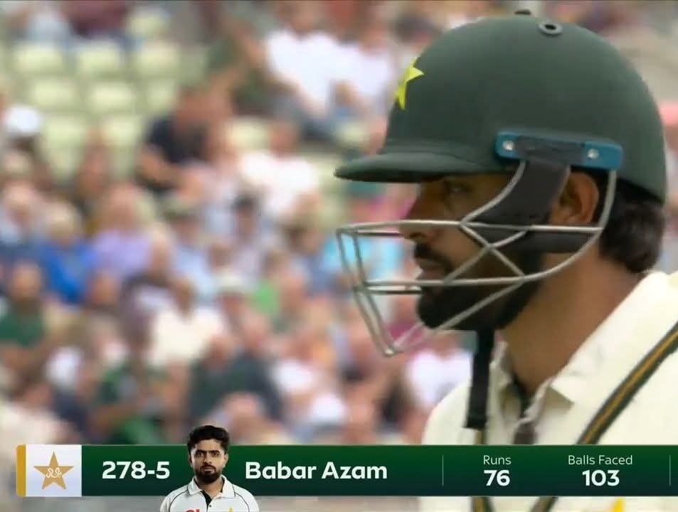 AkhtarHaral14's tweet photo. Babar Azam caught out by Jordan Cox!! Josh Tong takes the wicket. 
.
.
#PAKvENG #ENGvPAK #WTC26 #pakistancricket https://t.co/hq6NHctMdS