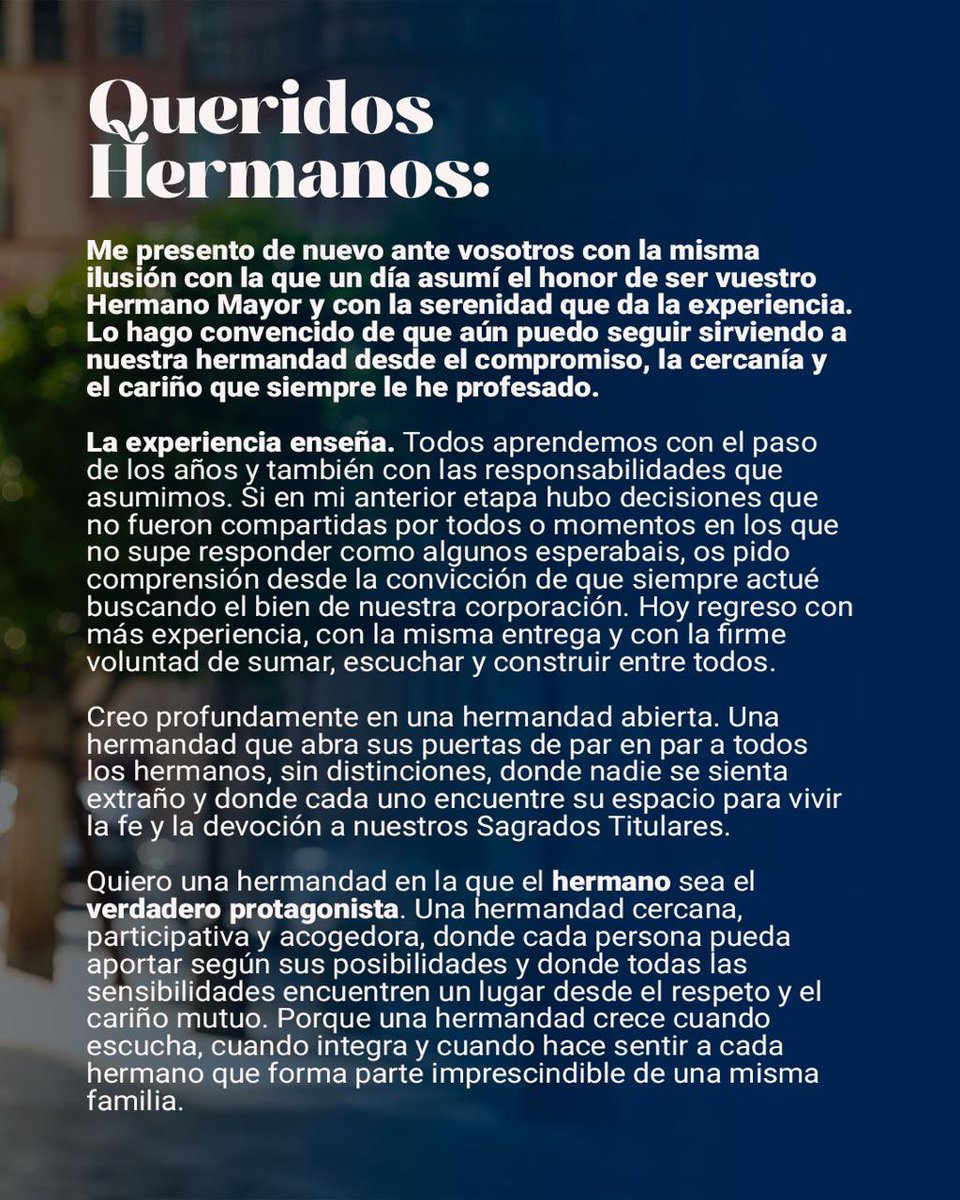 uxmontserrat's tweet photo. 👋 ¡Buenas Hermanos!
Bienvenid@s a la Candidatura de Antonio Vera a Hermano Mayor de nuestra querida Hermandad de Montserrat

Todos juntos, Unidos por Montserrat https://t.co/KAJHoX8bjV