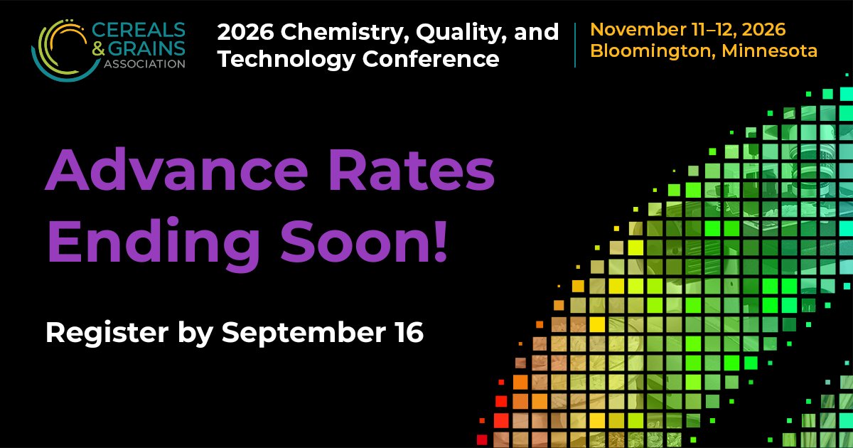 cerealsgrains's tweet photo. Advance rates for the #2026CQTConference end on September 16. Don't wait—register today and lock in your best conference rate: https://t.co/OoScnRUPCW

#advanceregistration #cerealsgrains https://t.co/oFsUFaYEc2