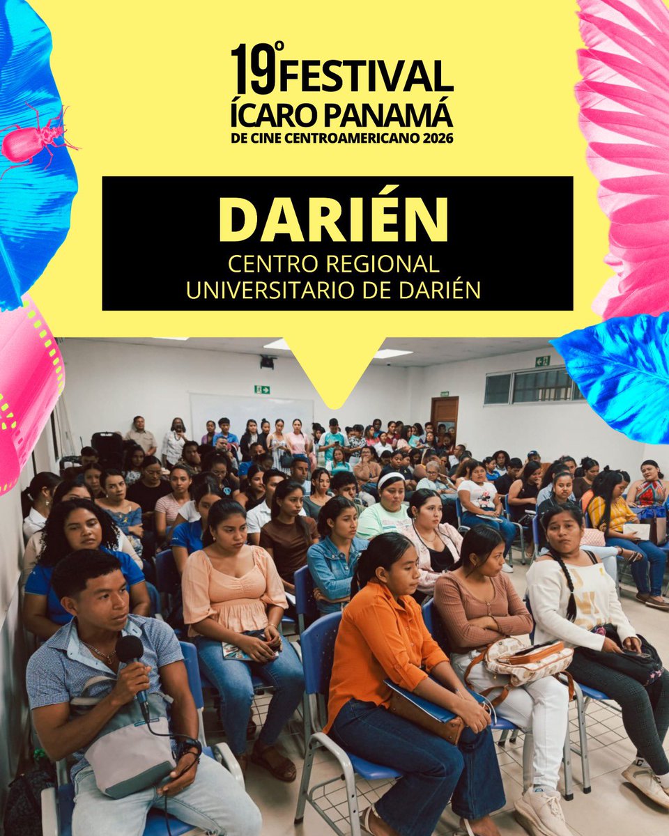 FAEPanama's tweet photo. 🎬 ¡El Ícaro llegó por primera vez a Darién!

Con una sala llena en el Auditorio del Centro Regional Universitario de Darién, se desarrolló la primera proyección Festival de Cine ICARO-Panamá, que en su versión #19, llega por primera vez en la provoncia de Darién. https://t.co/XbldAxRZIf