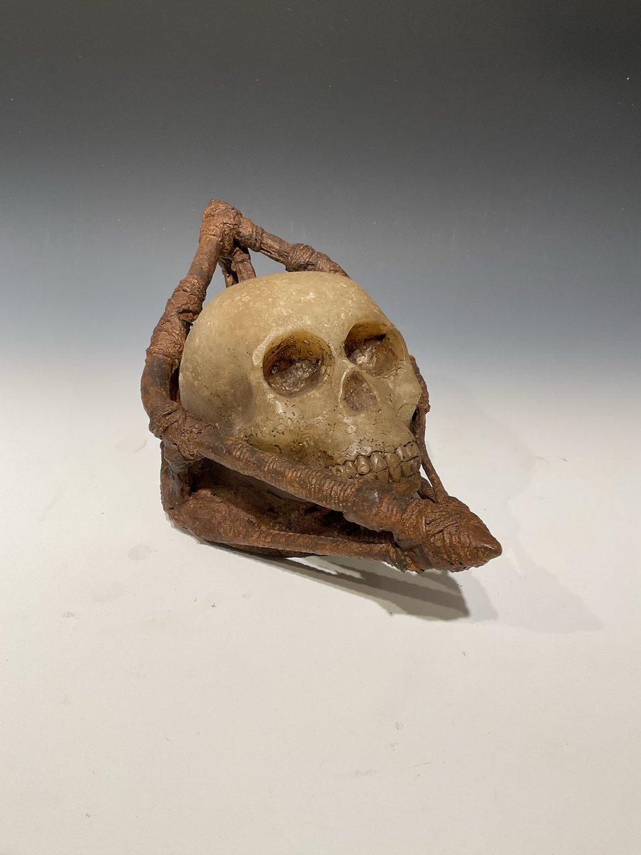 Stevejensen55's tweet photo. “Ghost Ship” in a group exhibition at GHOST GALLERY “This Is A Show About Grief”, September 11, to October 4, 2026. 600 Pine St., Suite 253, Seattle, WA. 98101. Boat resin and sea salt (Skull) steel found on beach (Boat) 7”x14”x17”. https://t.co/POC44mampe