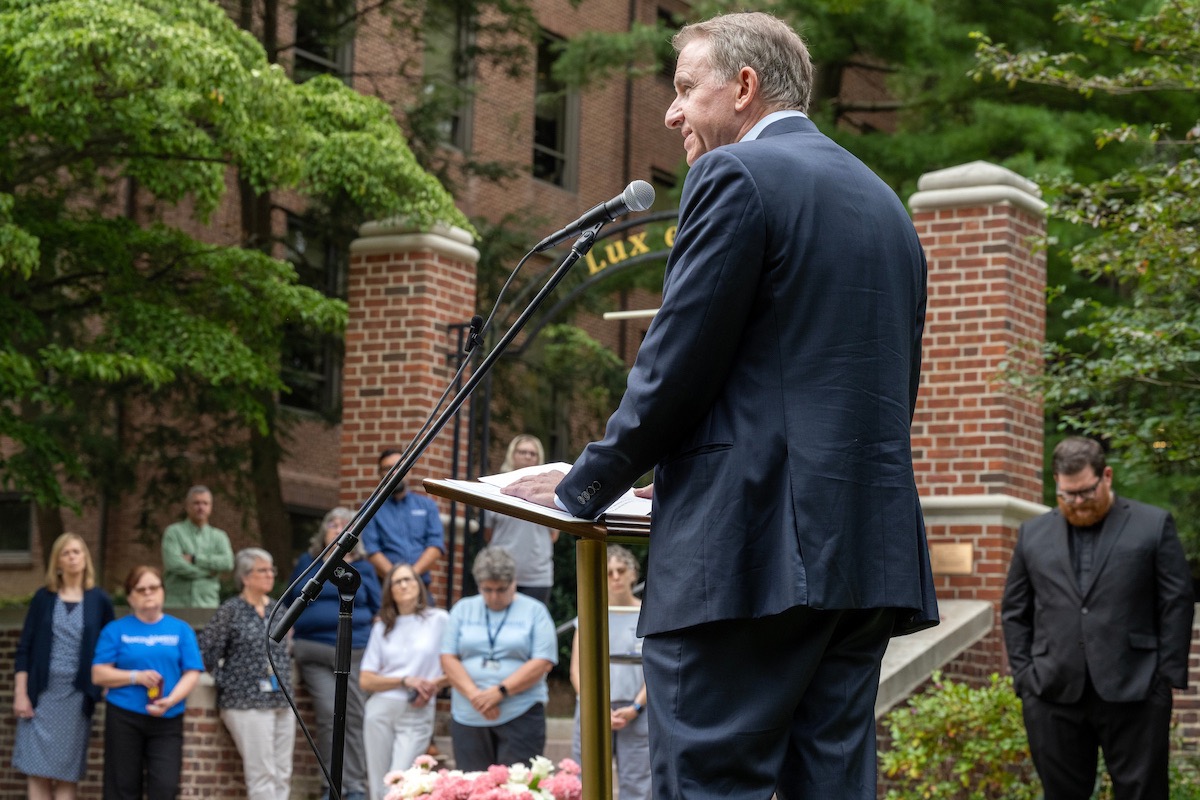 FandMCollege's tweet photo. "May this remembrance renew our commitment to the dignity of every human being and inspire us to meet hatred with understanding, division with solidarity, and violence with the difficult, necessary work of peace."

— F&amp;M's Rev. Joseph Pritchett, as we remember the events of 9/11. https://t.co/sij08BfWDI