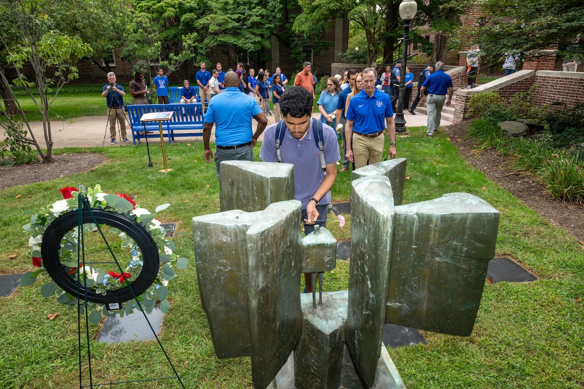 FandMCollege's tweet photo. "May this remembrance renew our commitment to the dignity of every human being and inspire us to meet hatred with understanding, division with solidarity, and violence with the difficult, necessary work of peace."

— F&amp;M's Rev. Joseph Pritchett, as we remember the events of 9/11. https://t.co/sij08BfWDI