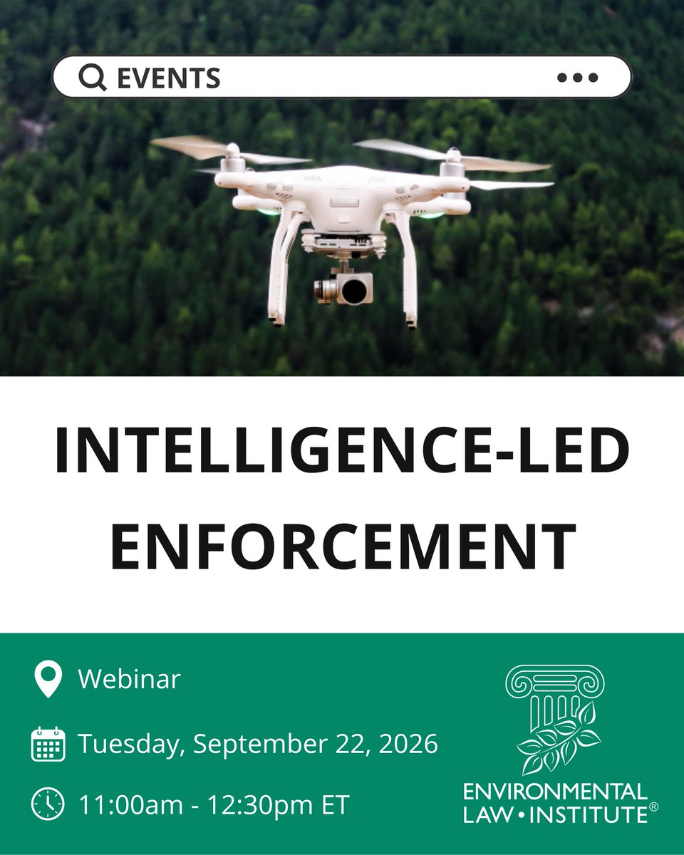 ELIORG's tweet photo. How can intelligence-led enforcement help target high-risk environmental threats?

Join ELI to explore how data analytics and AI are shaping these efforts.

Register here: https://t.co/7HM6FJt8WE https://t.co/CzmmZC44YS